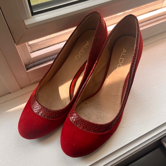 Red Aldo Shoes with 1.5 inch heels- very comfortable and lightly used - Picture 2 of 3